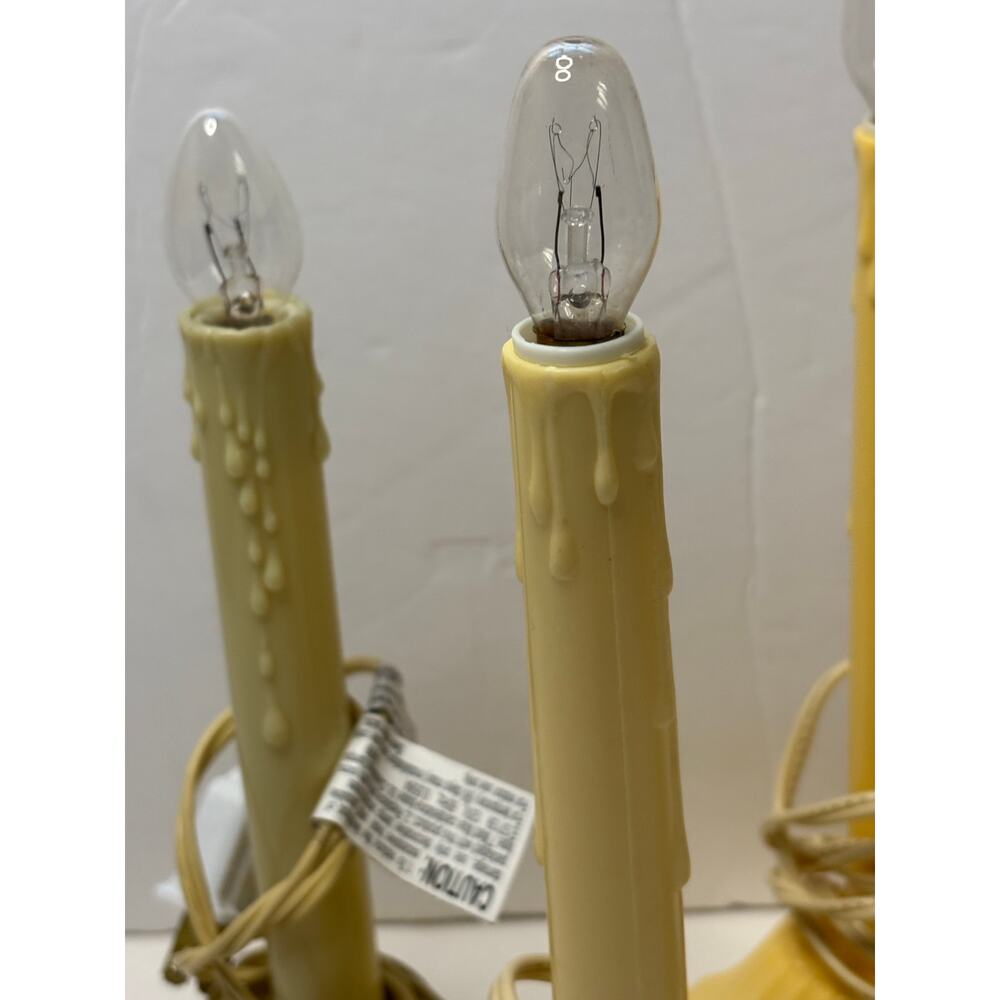 Vintage Celluloid Plastic Christmas Candles Electric Flame Window Light TESTED